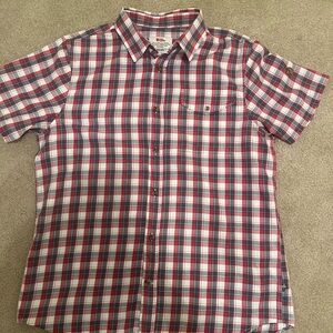 Fjallraven Men's Red and Blue Plaid Shirt